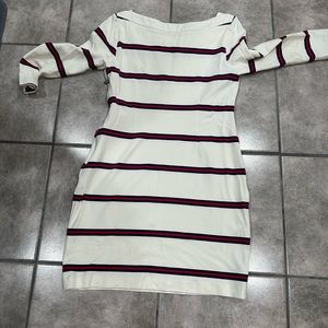 White with red and blue stripes.   Great condition.  Ralph Lauren 6.
